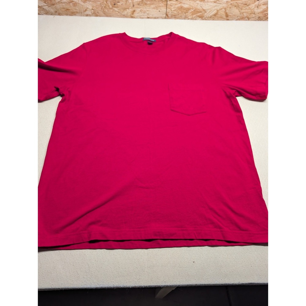 Land's End Men's T Shirt Size Large 42-44 Red 100% Cotton Pocket Crew Neck